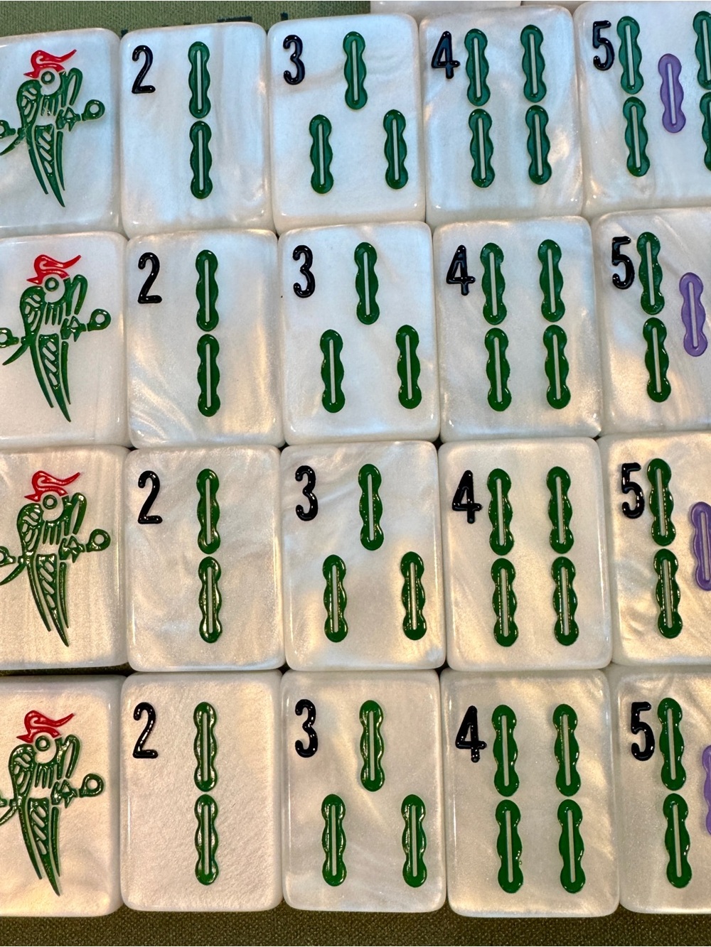 Luxury American Mahjong Tiles Set in Pearlescent White - Multicolor Characters - Picture 4 of 12